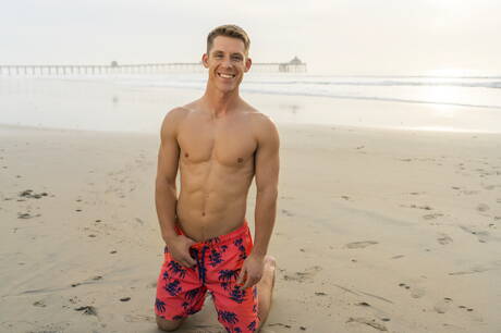 Beefy Palmer shows a beautiful body on the beach