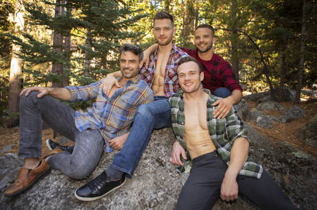 Sean Cody: Johnny, Daniel, Sean, Jackson in hot groupsex scene outside