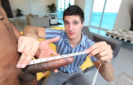 Beefy Jared King and black husky guy Izzy James in black on white love