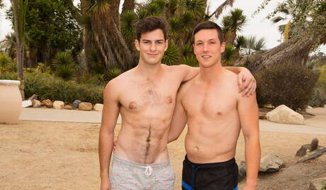 Tough guy Cole and tough guy Archie in hot anal sex outside