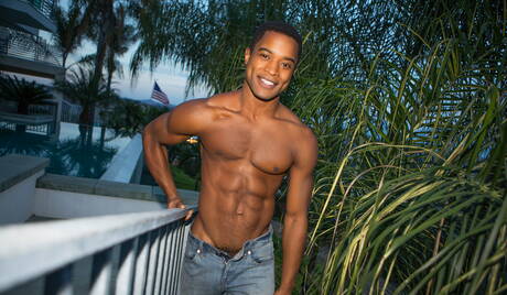 ハンサムな男ジョーと力持ちのランドンが屋外で異人種間の愛を交わす