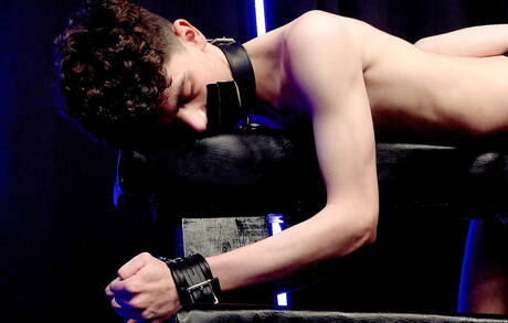 American twink Tyler Tanner and hot twink Zayne Bright in bondage porn scene