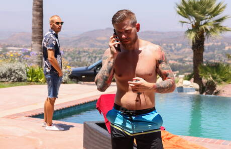 Hot trio Tony Sting, Steve Rickz and Alexis Kay in bisexual sex scene in the pool