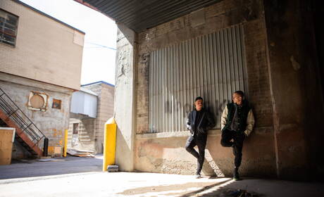 American beautiful boy Theo Brady and beefcake Miguel Exotic sucking and screwing each other outside