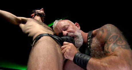 Two american guys mature bear Lance Charger and beautiful boy Maxx Monroe in hard bdsm sex scene