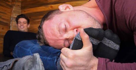 Nice american buddies strongman Pierce Paris and stud Michael Delray in bondage porn scene outdoor