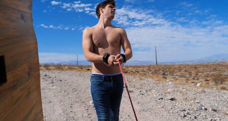 KinkyBitesMen: Nice american buddies strongman Pierce Paris and stud Michael Delray in bondage porn scene outdoor