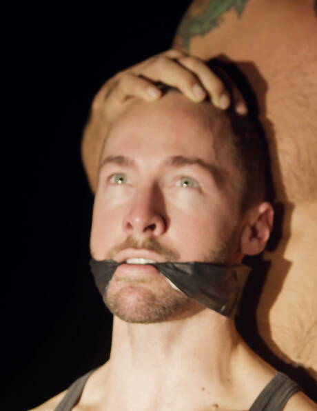 Hot americans, stud Dominic Pacifico and muscular Alex Hawk in bondage sex scene outdoor