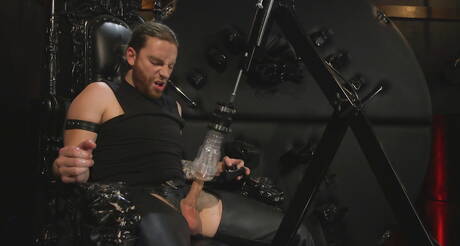 American strongman Sebastian Keys playing with cock
