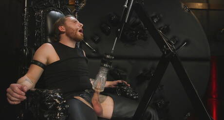 American strongman Sebastian Keys playing with cock