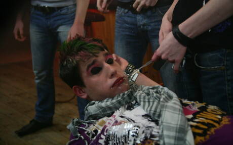 Emo gay was pissed on by his friends