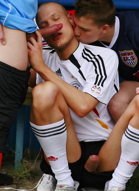 Nasty guys Alex Stevens, Jay Renfro and Michael Shade love each other outdoor