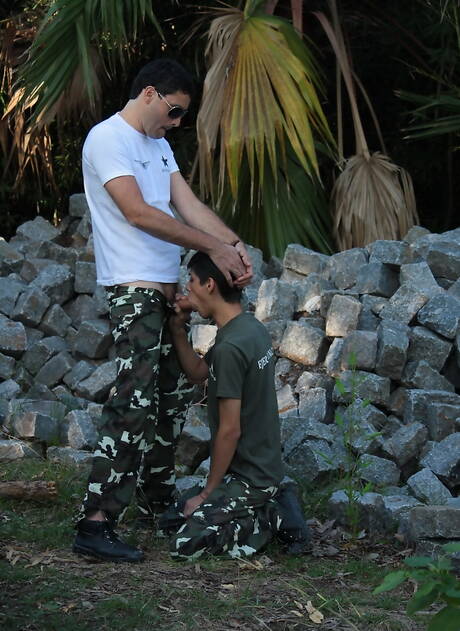 Pretty boy Alejo and twink Antonio fuck after dick sucking outside