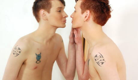 Young dude Kyle Wilkinson and young dude Tristan Cane fuck ass after sucking