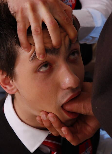 Staxus: Students Deon Fox, Drew Paskin, John Core trying deepthroat and face cum