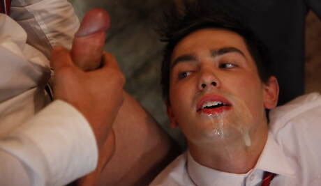 Students Deon Fox, Drew Paskin, John Core trying deepthroat and face cum
