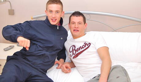 Hunky guy Danny Thomas and beefy Chris Crawford in hot anal sex