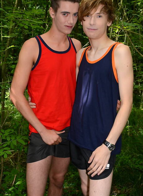 Polish twink Ethan White and young dude Rhys Casey have a hot couple scene outside