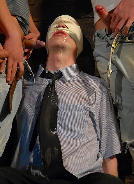 Brunette gays pissing on face and doing bukkake