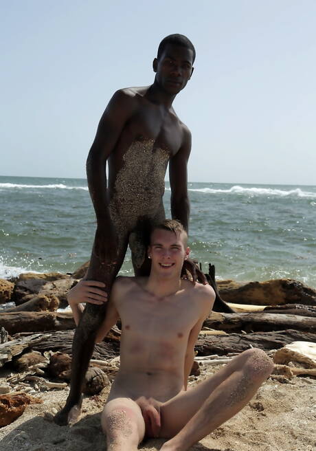 Ebony strongman Devon Lebron and czech hot twink Mike James in hot interracial ass fuck action after beach walk