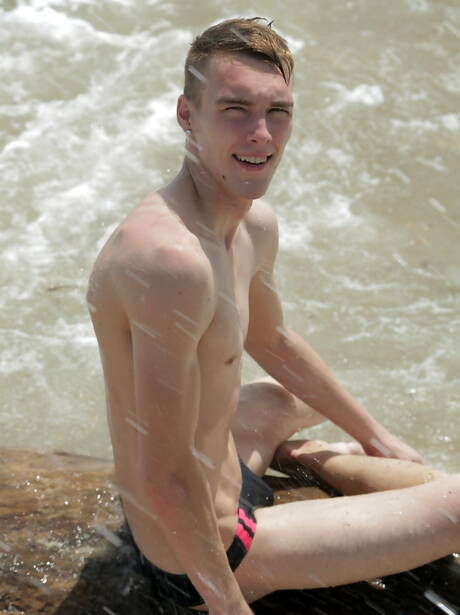 Ebony strongman Devon Lebron and czech hot twink Mike James in hot interracial ass fuck action after beach walk