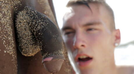 Ebony strongman Devon Lebron and czech hot twink Mike James in hot interracial ass fuck action after beach walk