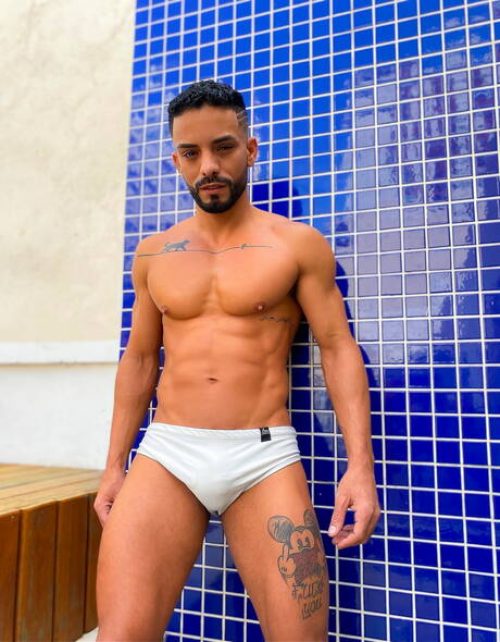 Canadese husky-man Manuel Skye en Ramon Souza in hete homoseksuele actie bij het zwembad