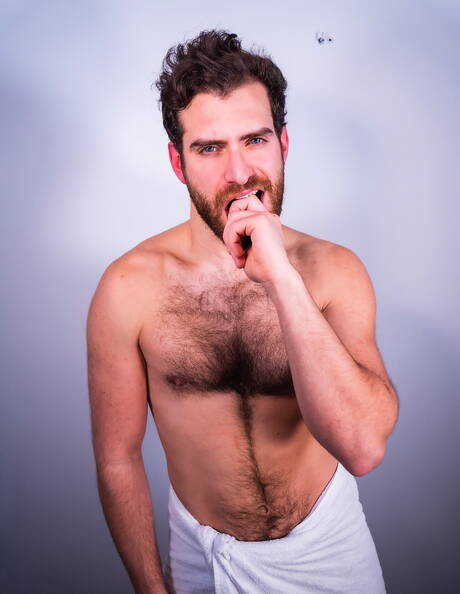 Well-built Ruben Martinez masturbating with sex toy