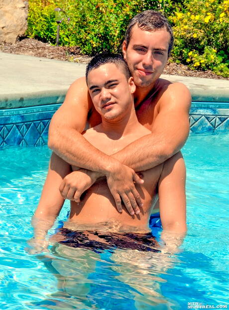 Canadian stud Alec Leduc and hunk Keylan Oconnor in hard anal sex at the pool