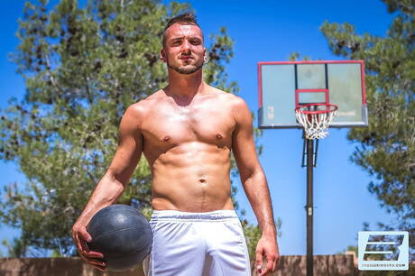 Aiden Woods and american gay bear Colby Jansen sucking and fucking each other at pool