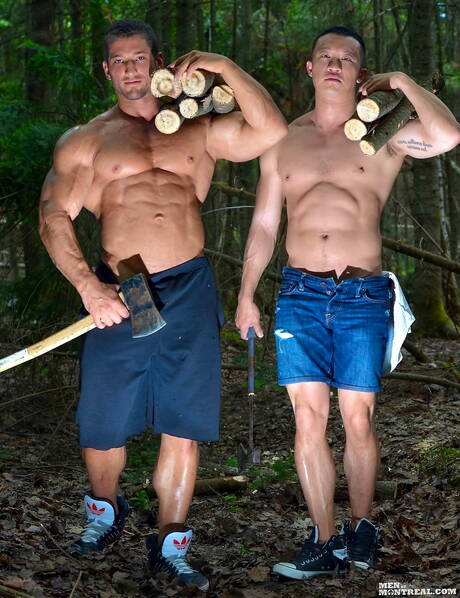 Beau mec canadien Wilderness et mec sensuel Archer Quan baisent le cul après une pipe en extérieur