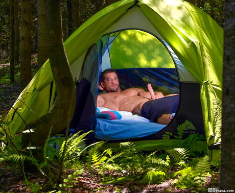 Beautiful guy Canadian Wilderness and sensual dude Archer Quan fuck ass after blowjob outdoor