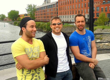 O forte Alec Leduc e o musculoso Nicolas Potvin fazem um bom sexo ao ar livre