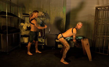 Hunk Andrew Delta and stud Ryan Sebastian in hard bdsm sex scene