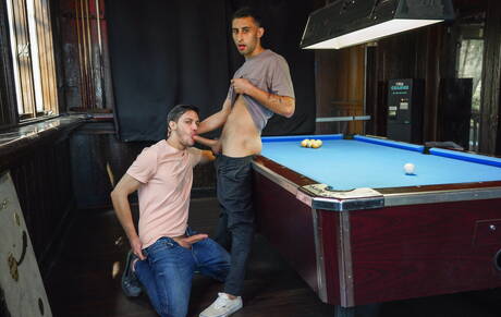 Next Door Studios: Shameless buddies Damien White, Matt Heron and Luca Luv have a hot threesome sex