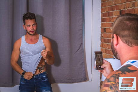 Well-built Kevin David and american gay bear Colby Jansen in hard anal sex