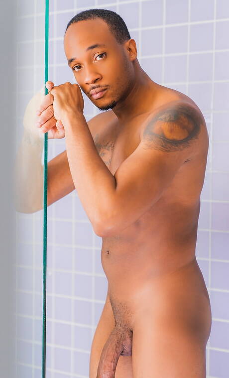 加拿大種馬 Thyle Knoxx 和黑人肌肉男 Trent King 在熱水淋浴中吸吮雞巴後，進行跨種族屁股性交