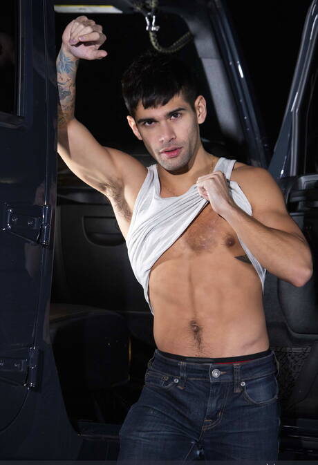 Amerikaanse pornosterren, gespierde man Pierce Paris en otter Ty Mitchell hebben anale seks