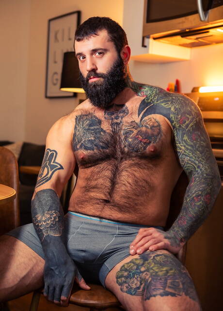 Masqulin: Canadian young boy Dex Parker and canadian gay bear Markus Kage drilling an ass in kitchen