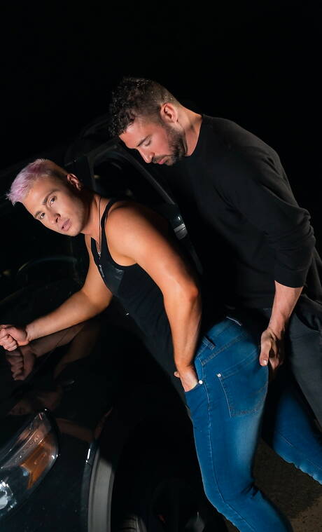 Beefy Aiden Jacobs and husky guy Derek Thibeau banged each other