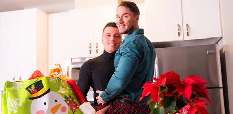 Le dur à cuire canadien Skyy Knox et le bien bâti Nate Rose se déshabillent et montrent de belles fesses dans la cuisine