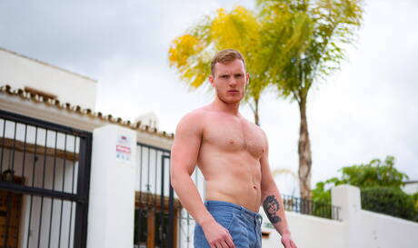 Husky guy Craig Marks and hunky guy Sean Weiss have a hot couple sex outdoor