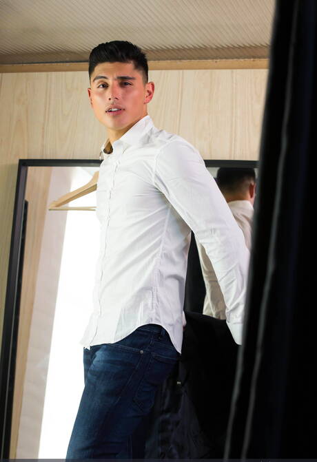 White beard gay fucking indian boy in dressing room