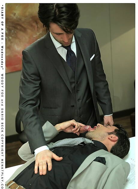 Spanish hairy stud Dario Beck and australian otter Woody Fox fuck ass after sucking