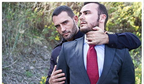 Edu Boxer and spanish hunky guy Gabriel Vanderloo love each other outdoor