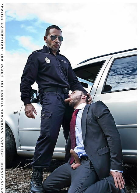 Edu Boxer and spanish hunky guy Gabriel Vanderloo love each other outdoor