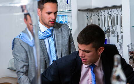 Strongman Marco Wilson and strongman Max Schutler have a good sex in kitchen