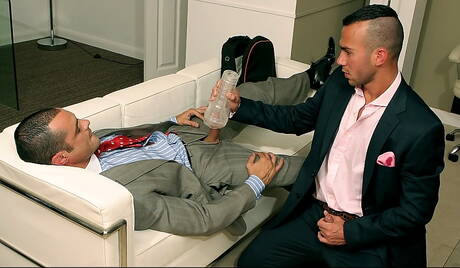 English muscular Issac Jones and  Pablo Nunez fuck after blowjob