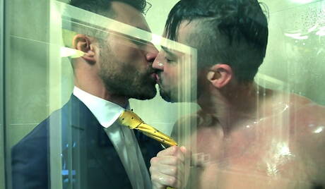 Sexy boy James Castle and gorgeous dude Sam Barclay banged each other in hot shower