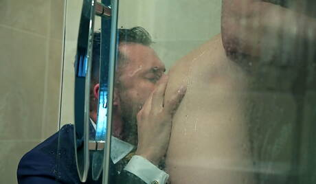 Sexy boy James Castle and gorgeous dude Sam Barclay banged each other in hot shower